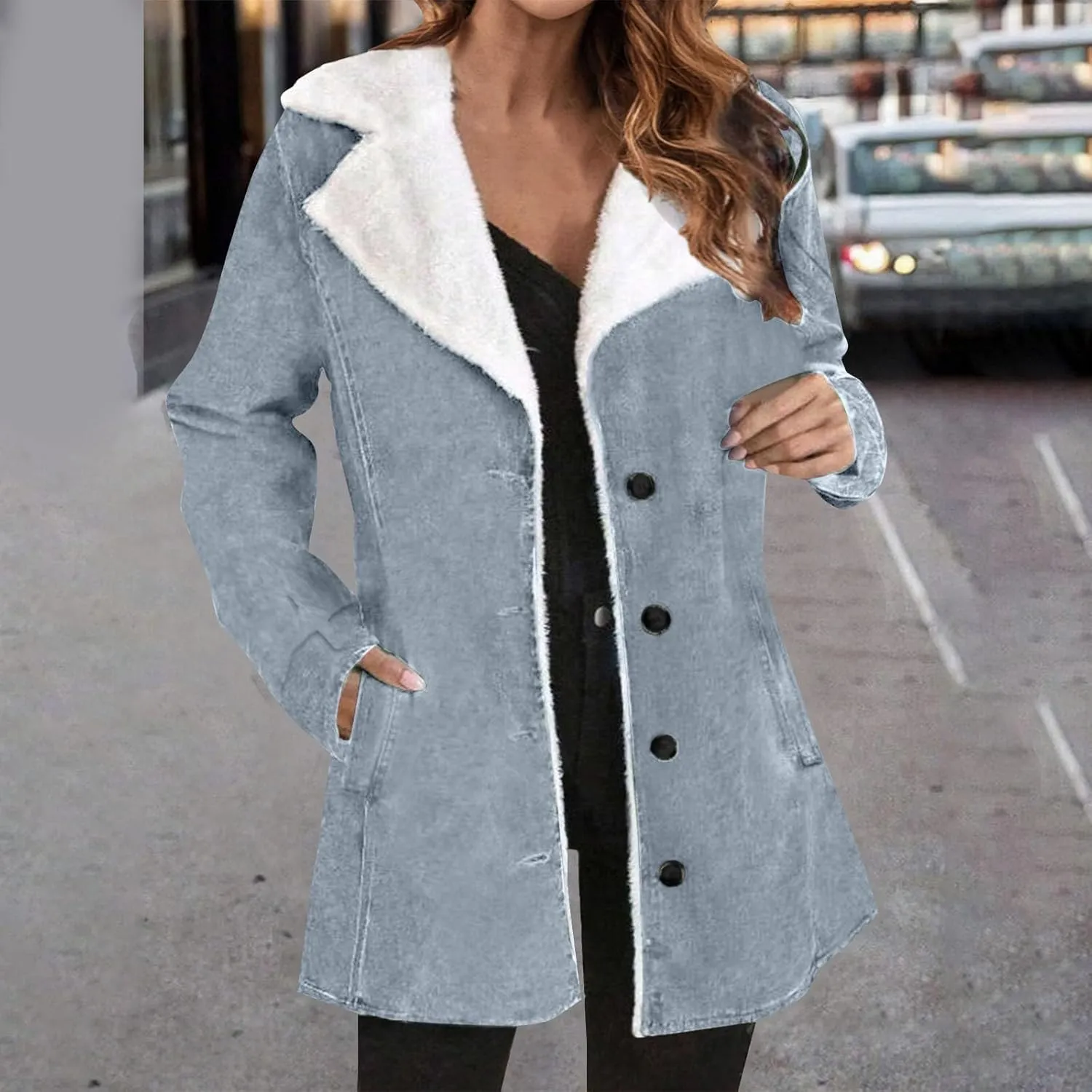 Plus Size Winter Coats for Women 2025 Fleece Lined Button Down Sherpa Fur Hooded Coat Parka Peacoat Outerwear Jackets