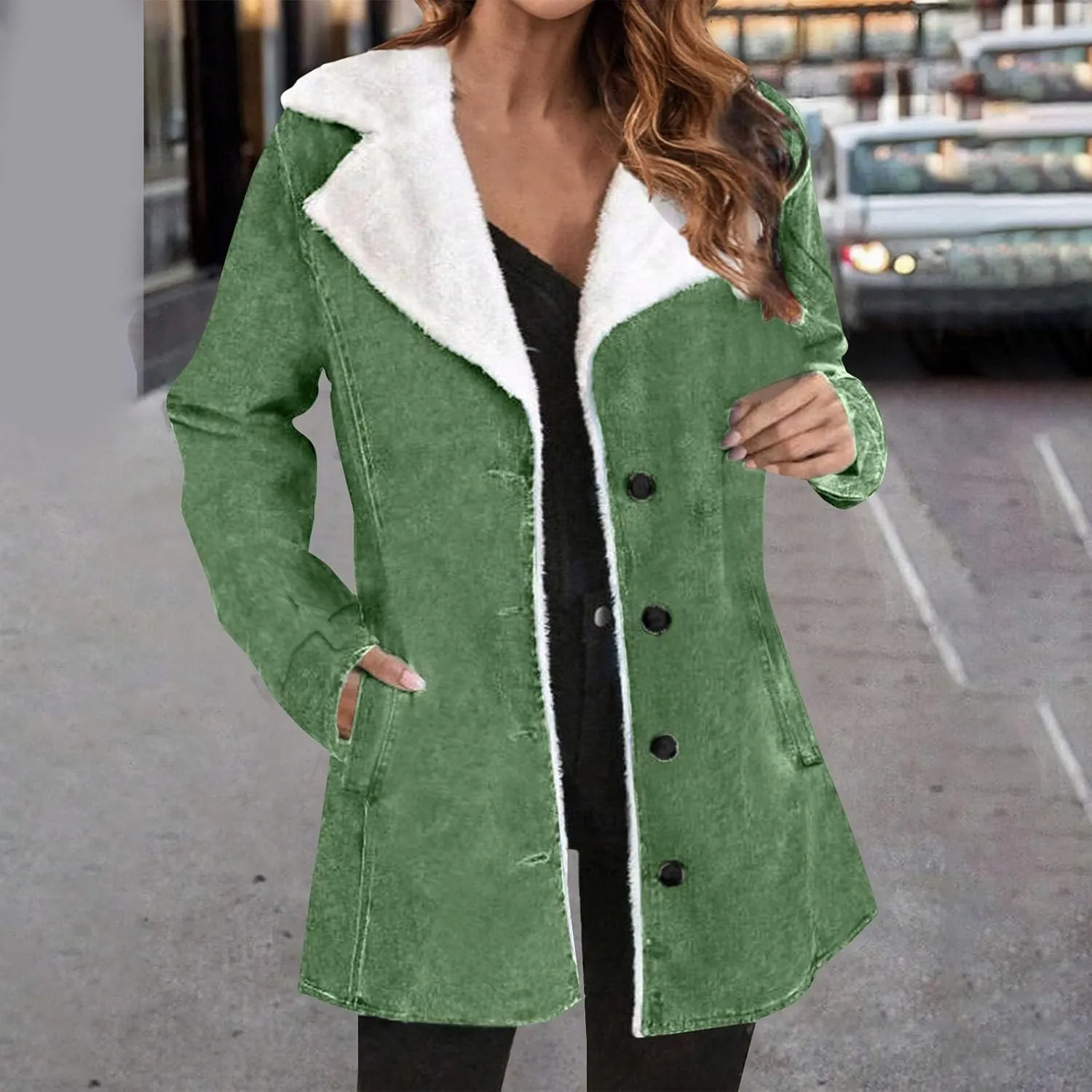 Plus Size Winter Coats for Women 2025 Fleece Lined Button Down Sherpa Fur Hooded Coat Parka Peacoat Outerwear Jackets