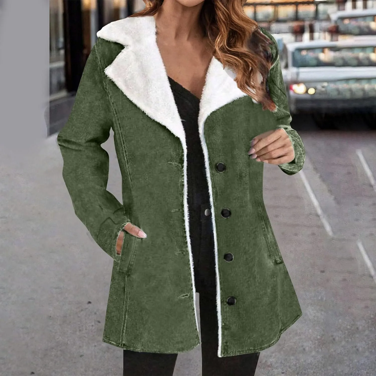 Plus Size Winter Coats for Women 2025 Fleece Lined Button Down Sherpa Fur Hooded Coat Parka Peacoat Outerwear Jackets