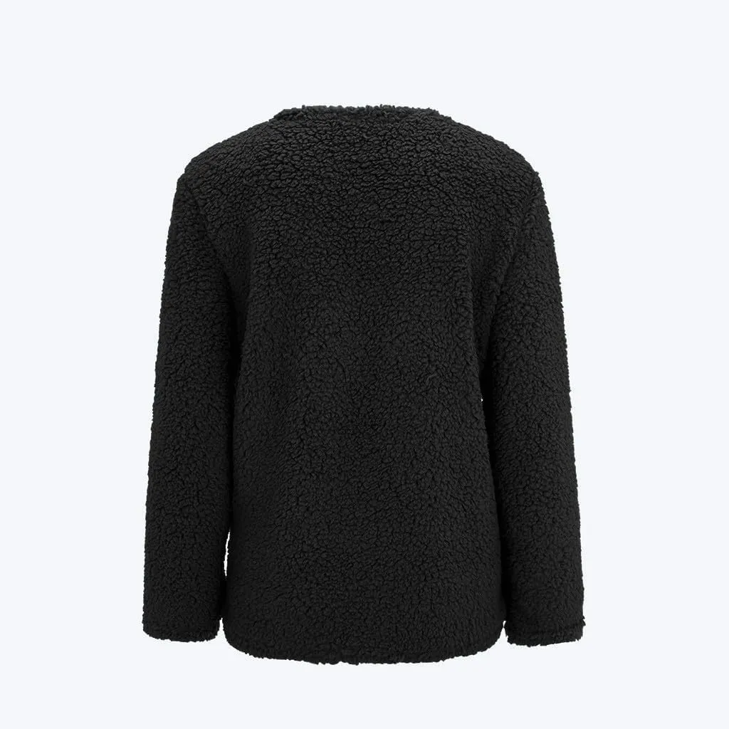 Plus Size Womens Open Front Cardigan Sweater Round Neck Button Down Warm Jacket Casual Soft Cozy Coat with Pocket