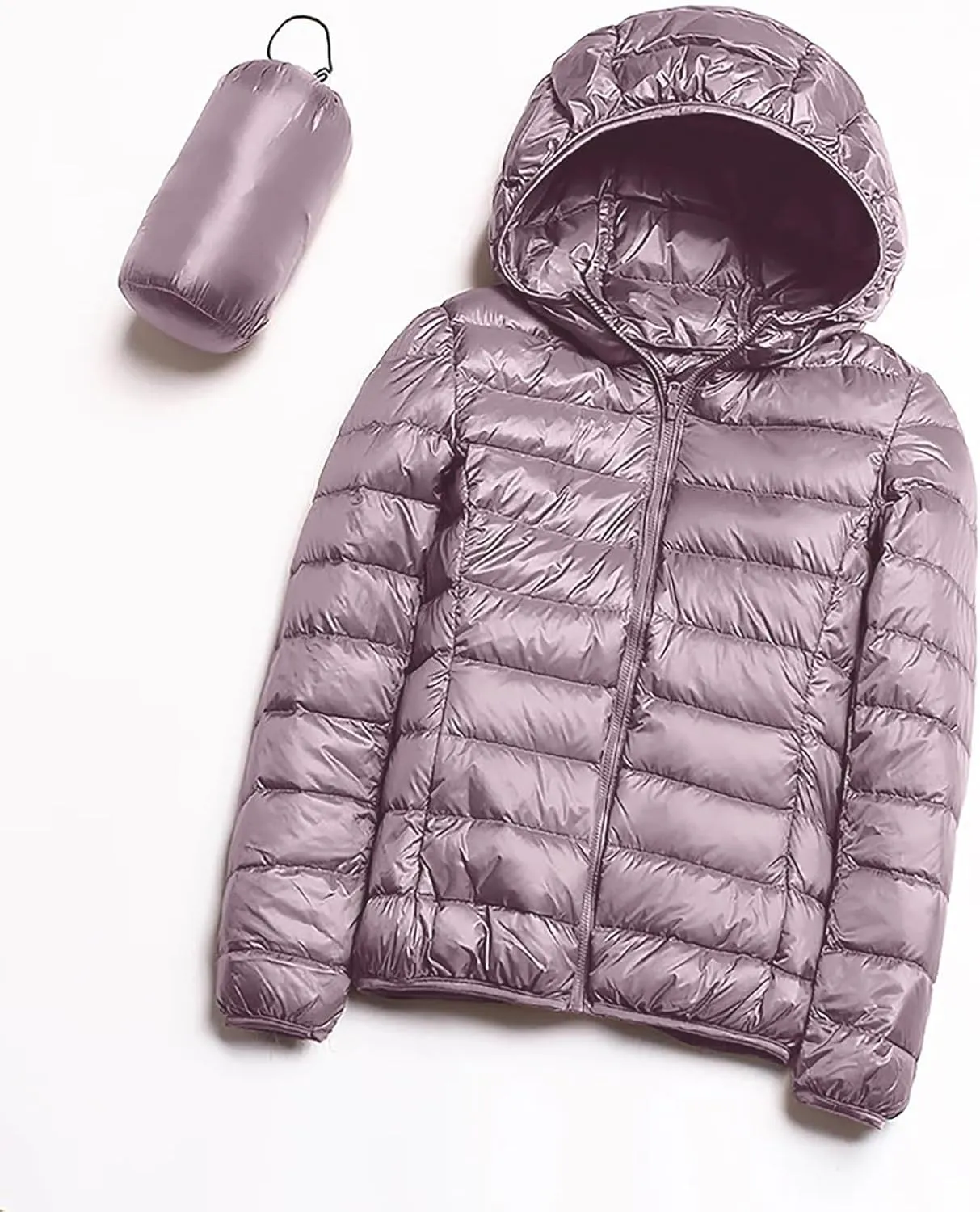 Puffer Jacket for Women Lightweight Quilted Down Coat with Hood 2024 Winter Cropped Outerwear with Pockets