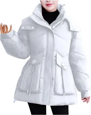 Puffer Jacket Women Hooded Winter Warm Down Coats Parka Quilted Puffy Jacket Waterproof Thick Outerwear with Pockets