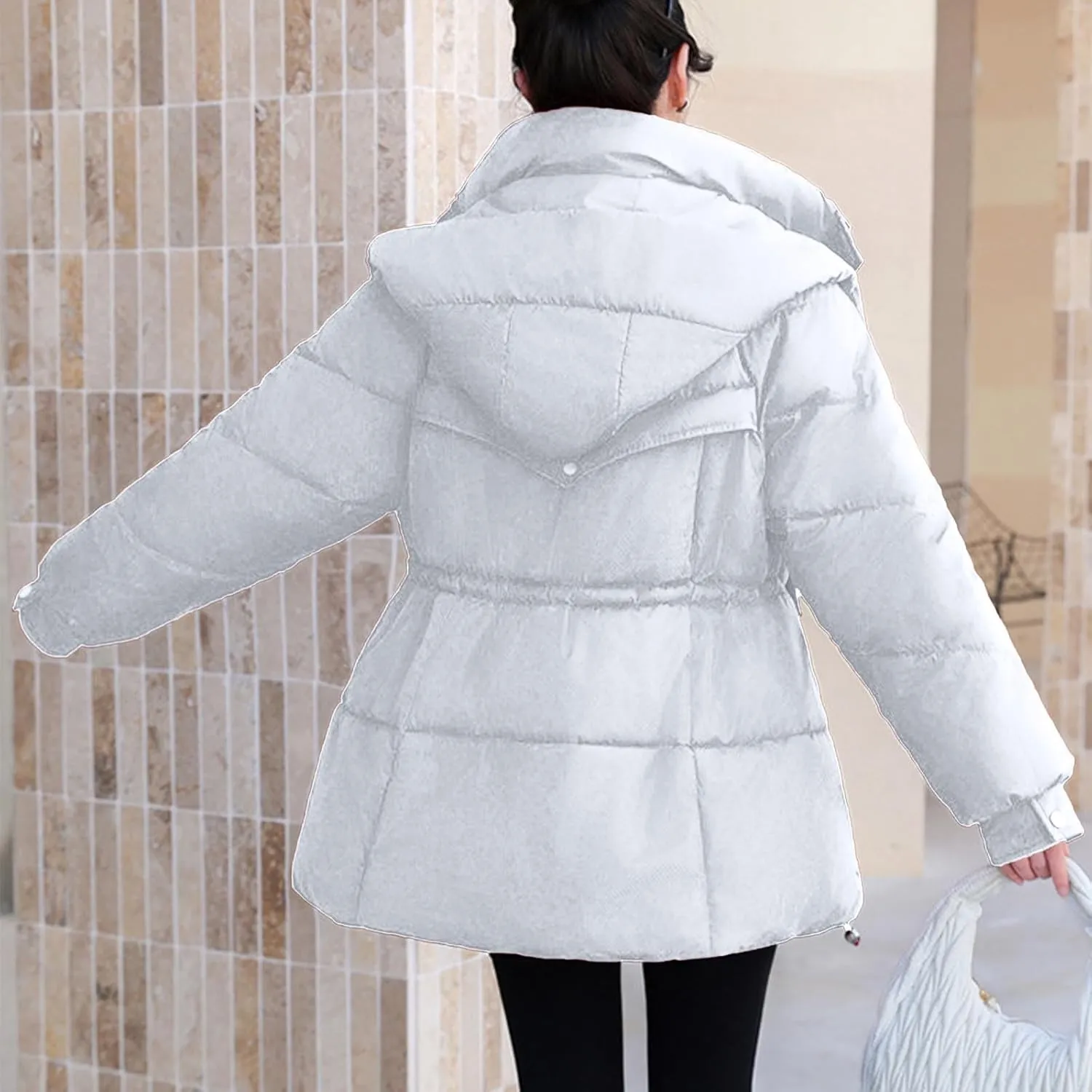 Puffer Jacket Women Hooded Winter Warm Down Coats Parka Quilted Puffy Jacket Waterproof Thick Outerwear with Pockets