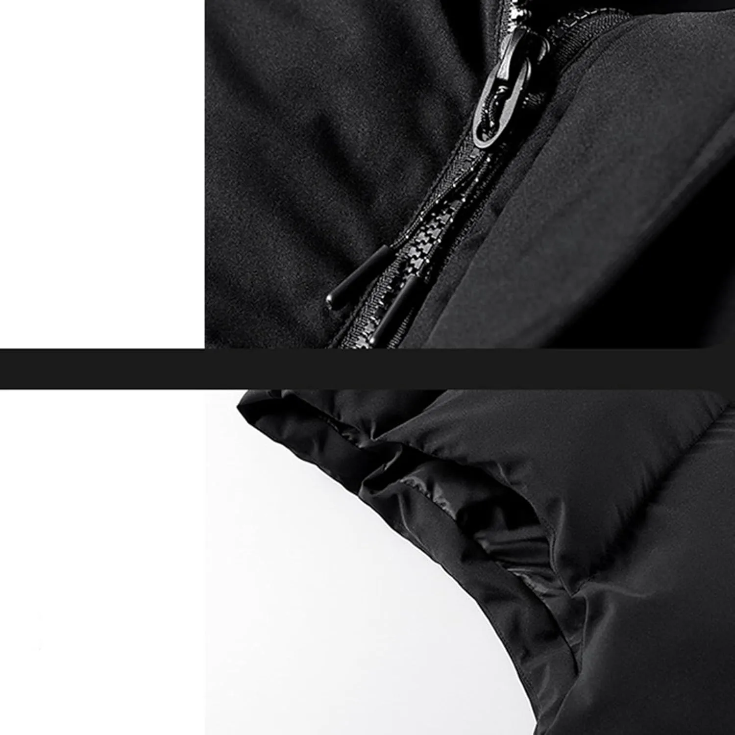 Puffer Vest with Hoodie Men Big and Tall Warm Vest Zip Up Sleeveless Jacket Lightweight Winter Vest with Pockets