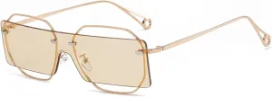 Punk Rimless Women Men Shades Rectangle Luxury Vintage Sun Glasses Summer Fashion