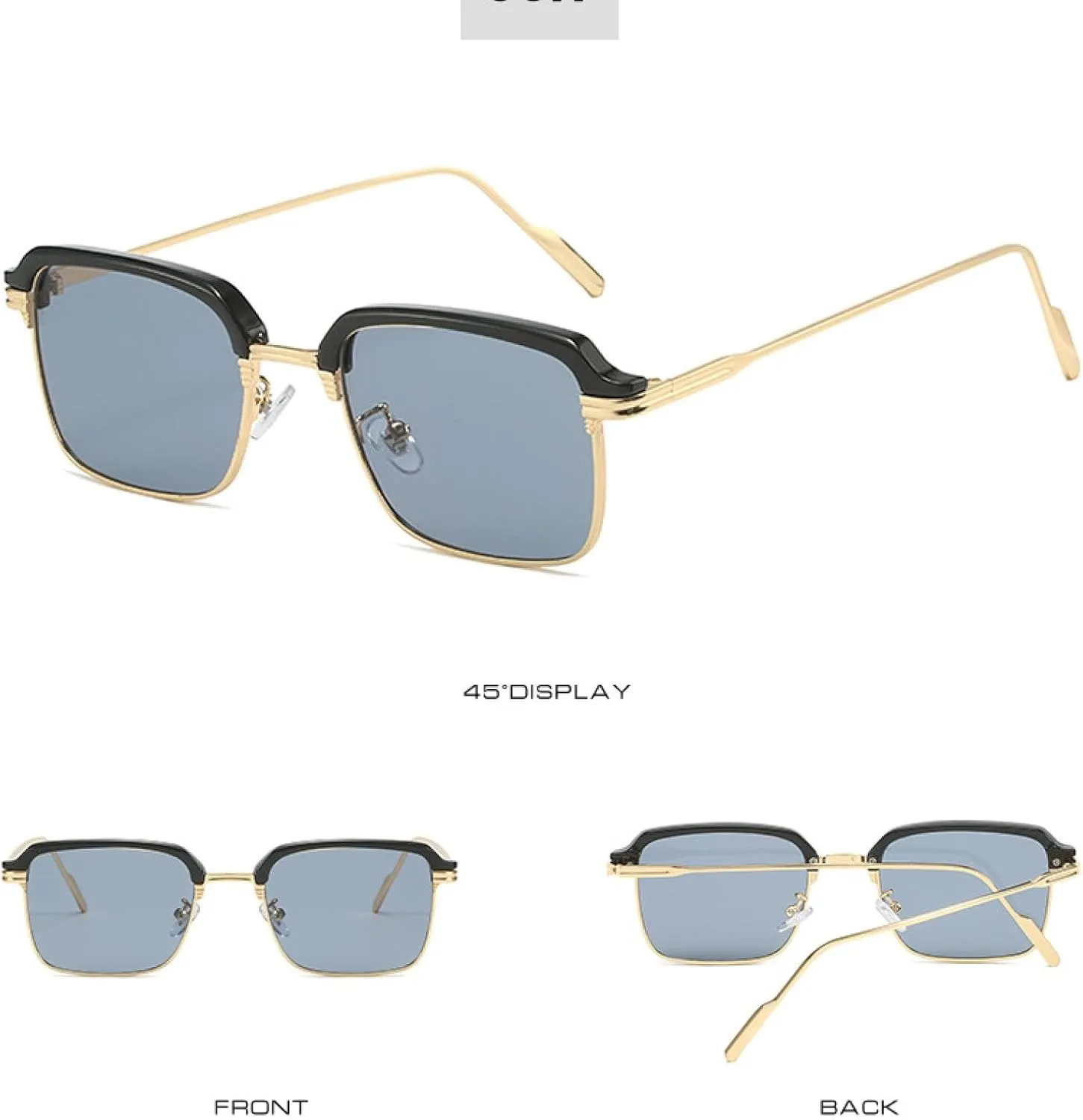 Quality Rectangle Sunglasses Metal Frame Glasses Vintage Sun Glasses for Men Shades Female Eyewear Uv400