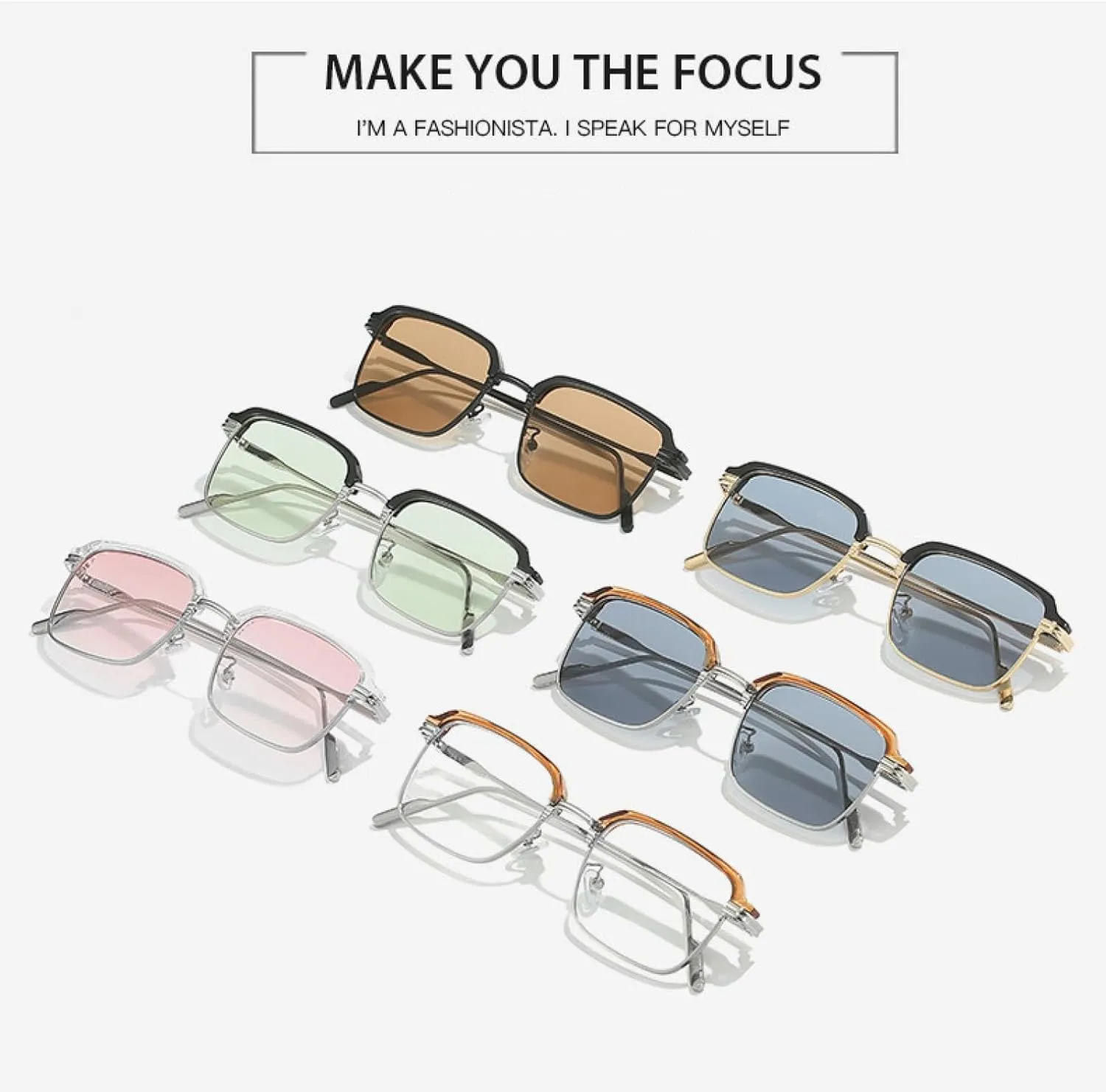 Quality Rectangle Sunglasses Metal Frame Glasses Vintage Sun Glasses for Men Shades Female Eyewear Uv400