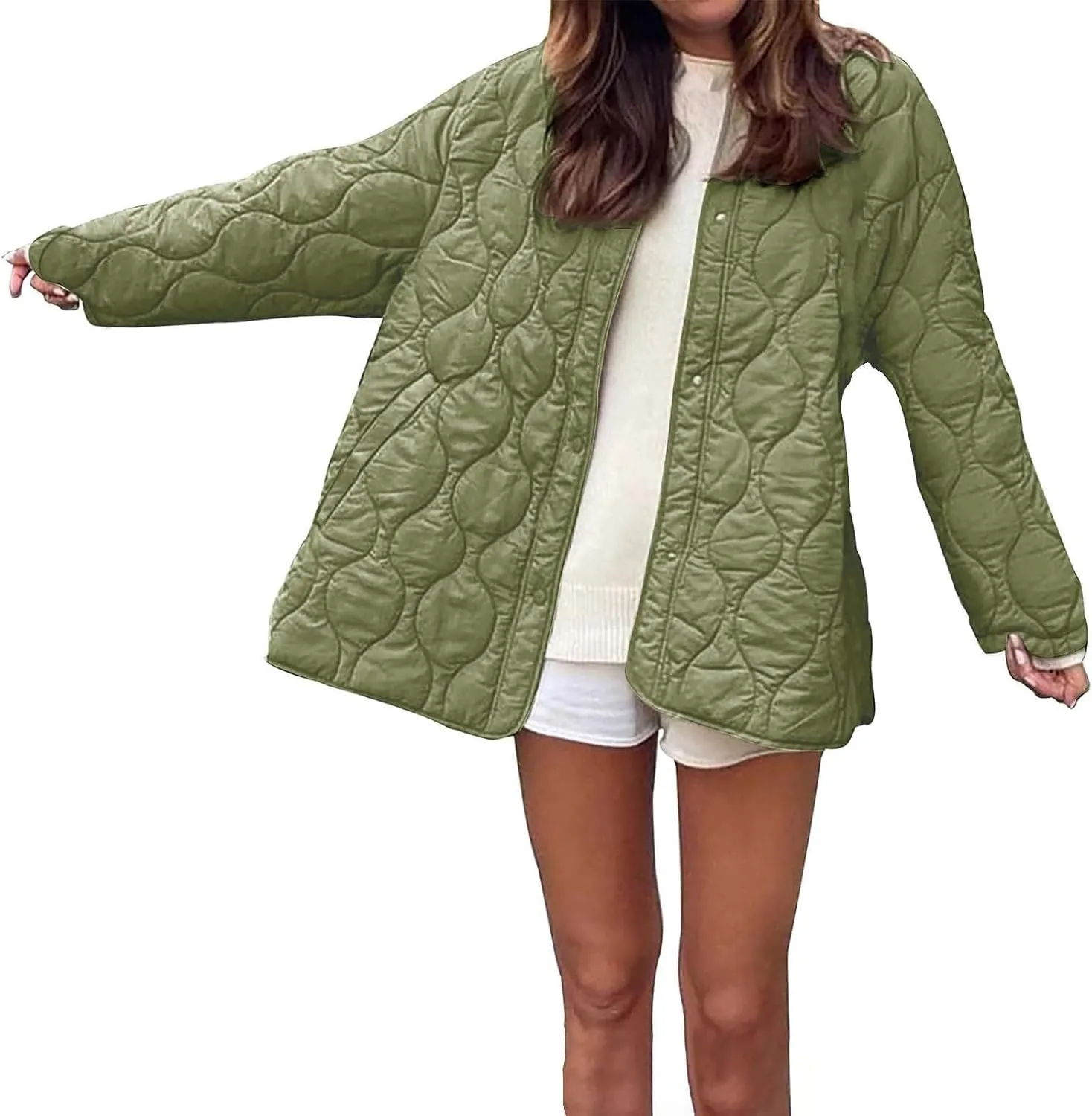 Quilted Jackets for Women 2024 Ultra Lightweight Down Jackets Prkas Button Down Oversized Winter Warm Puffer Coats