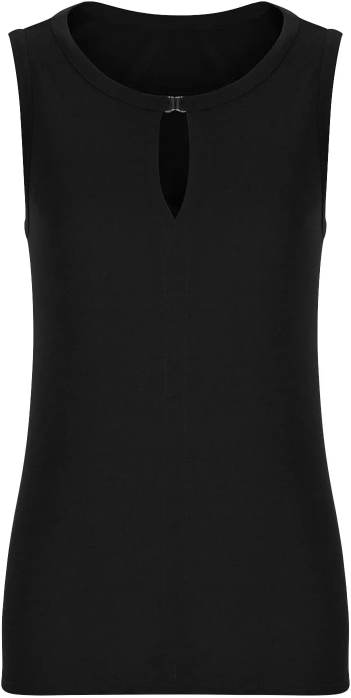 Racerback Tank Tops for Women Keyhole V Neck Sleeveless Halter Tanks Loose Fit Business Basic Shirt Blouse