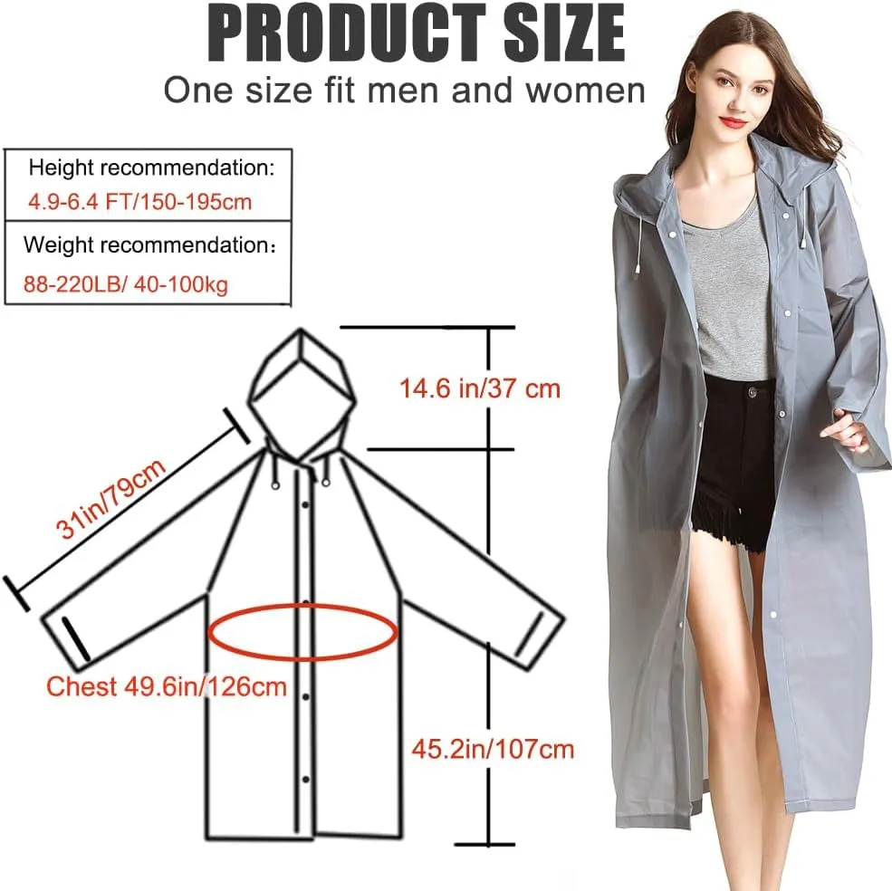 Rain Coats (2 Pack) - Reusable EVA Rain Ponchos for Adults Rain Jackets Raincoats for Men Women