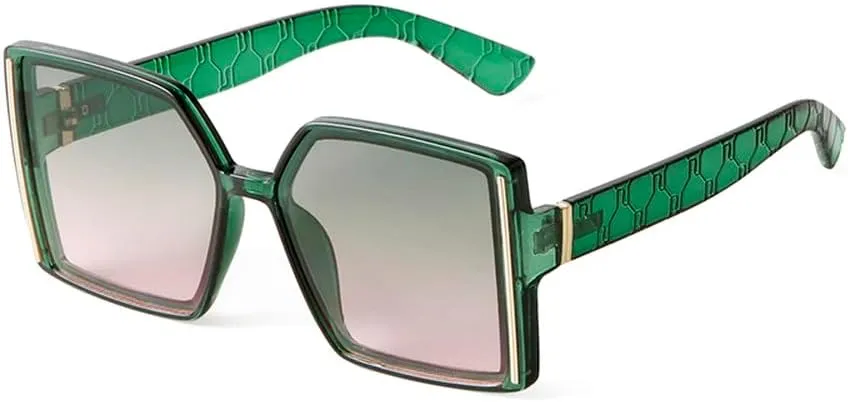 Retro Fashion Green Sunglasses Women Luxury Trendy Leopard Oversized Sun Glasses Female
