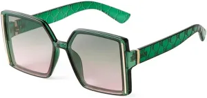 Retro Fashion Green Sunglasses Women Luxury Trendy Leopard Oversized Sun Glasses Female