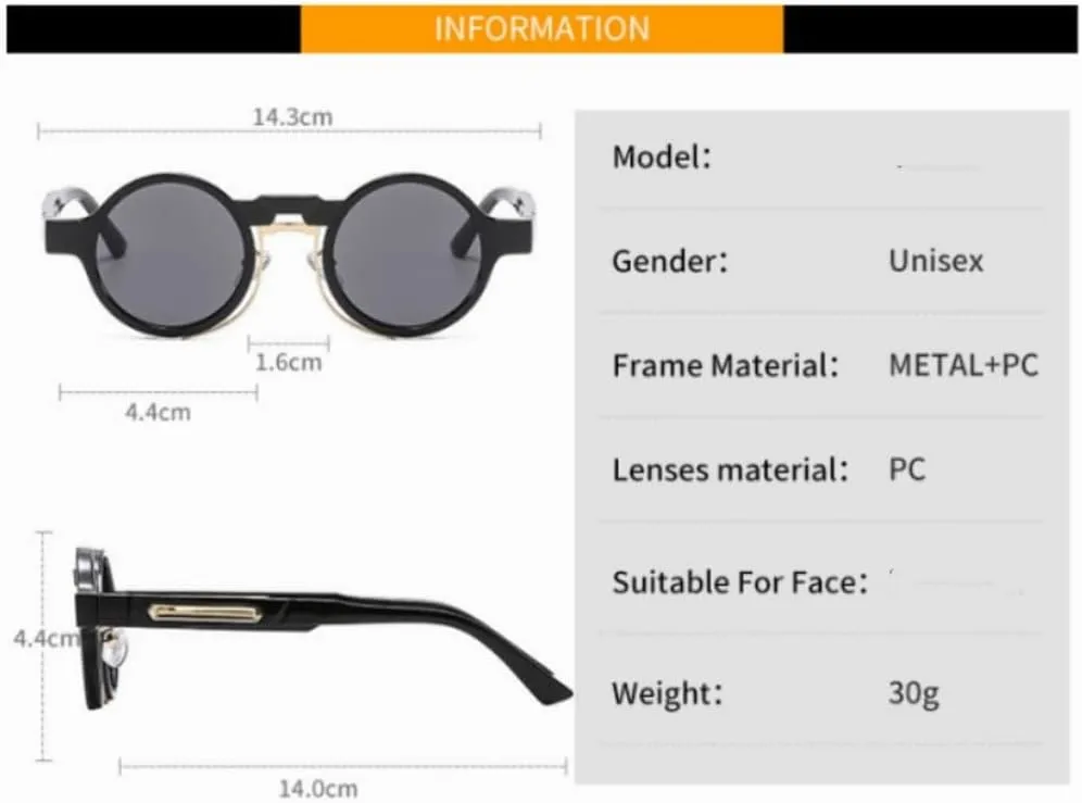 Retro Round Sunglasses For Women Men Punk Driving White Fashion Sun Glasses Vintage Shades UV400 Female Male