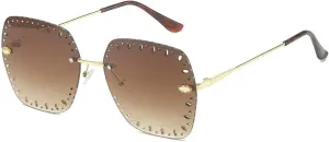 Rimless Sunglasses Women Men Fashion Vintage Luxury Glasses Street Photography Uv400