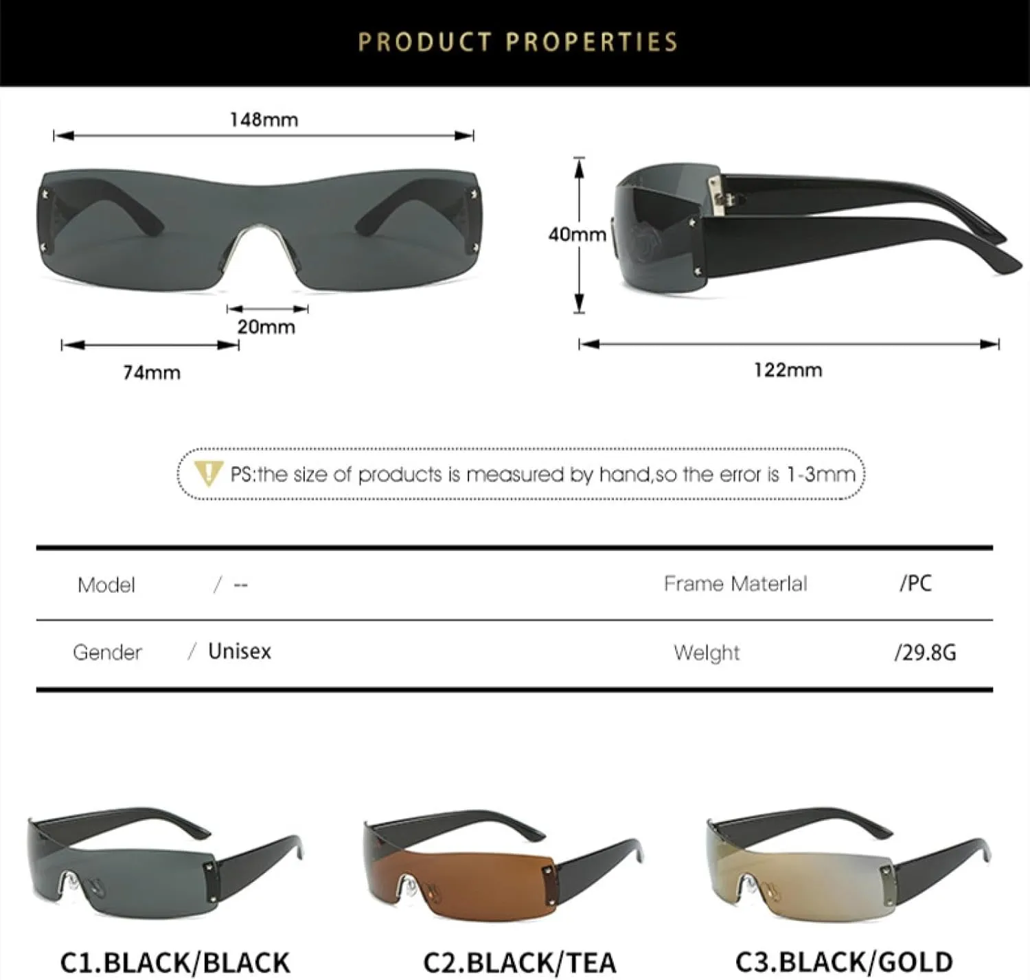 Rimless Women Men Fashion Sun Glasses Punk Outdoors Cycling Shades Uv400