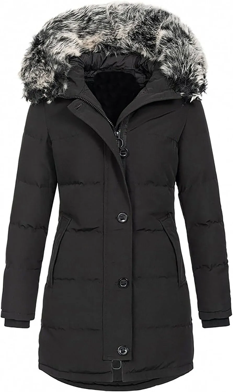 RKSTN Winter Coats Sweaters for Women Fleece Hoodies Warm Down Jackets Solid Hooded Puffer Jacket Collar Cardigan Outerwear