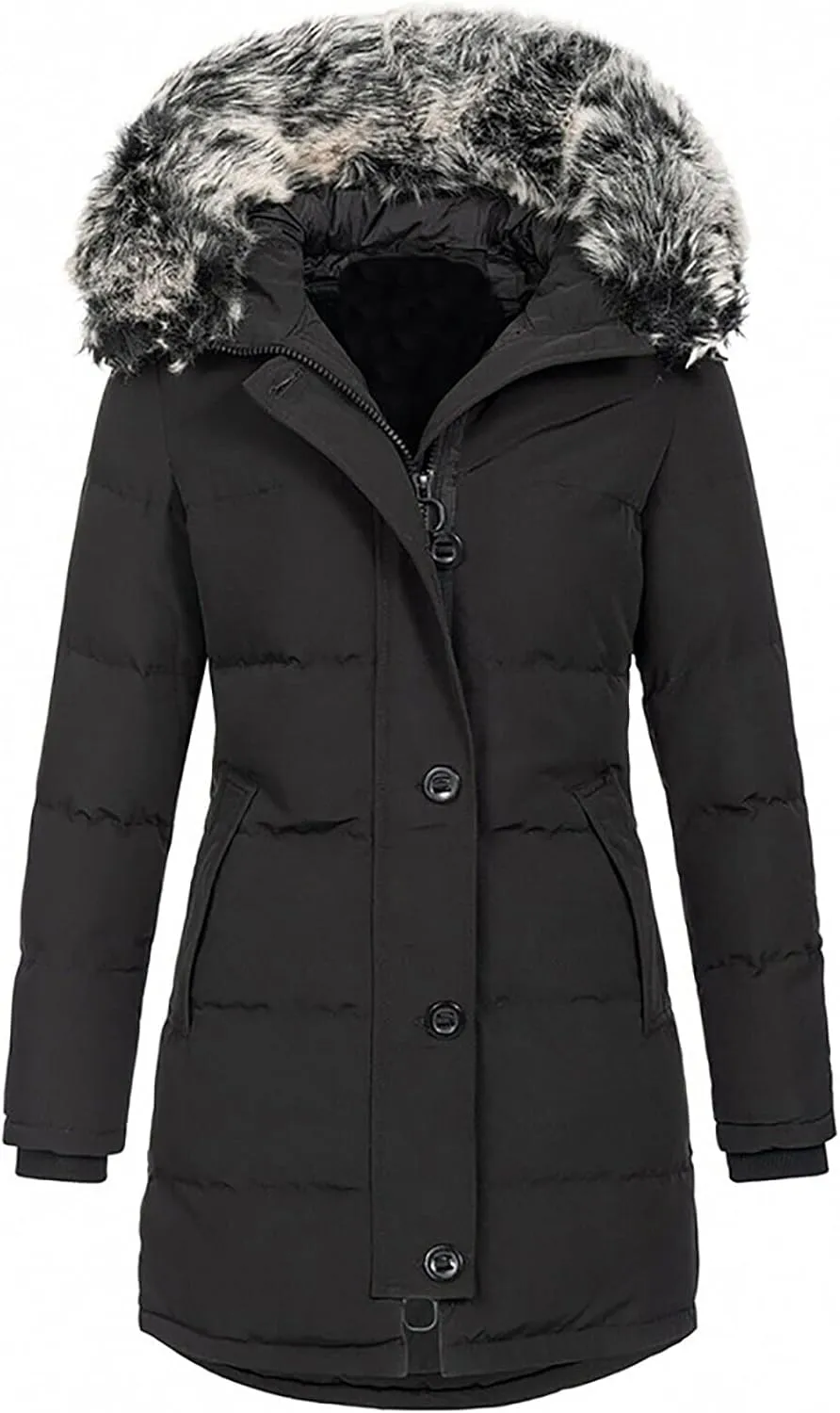 RKSTN Winter Coats Sweaters for Women Fleece Hoodies Warm Down Jackets Solid Hooded Puffer Jacket Collar Cardigan Outerwear