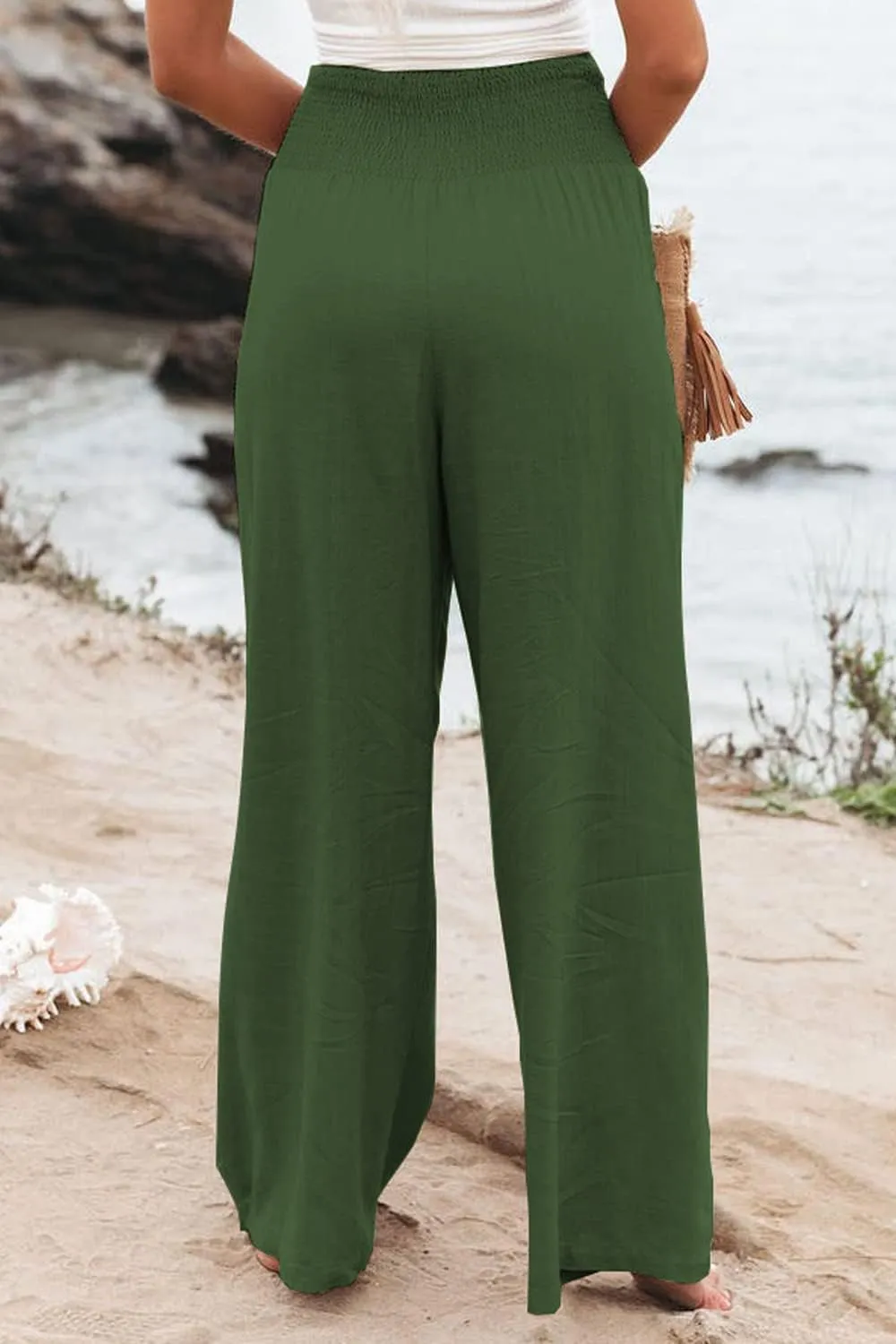 Ru Sweet Women High Waisted Cotton Linen Palazzo Pants Wide Leg Long Lounge Pant Trousers with Pocket