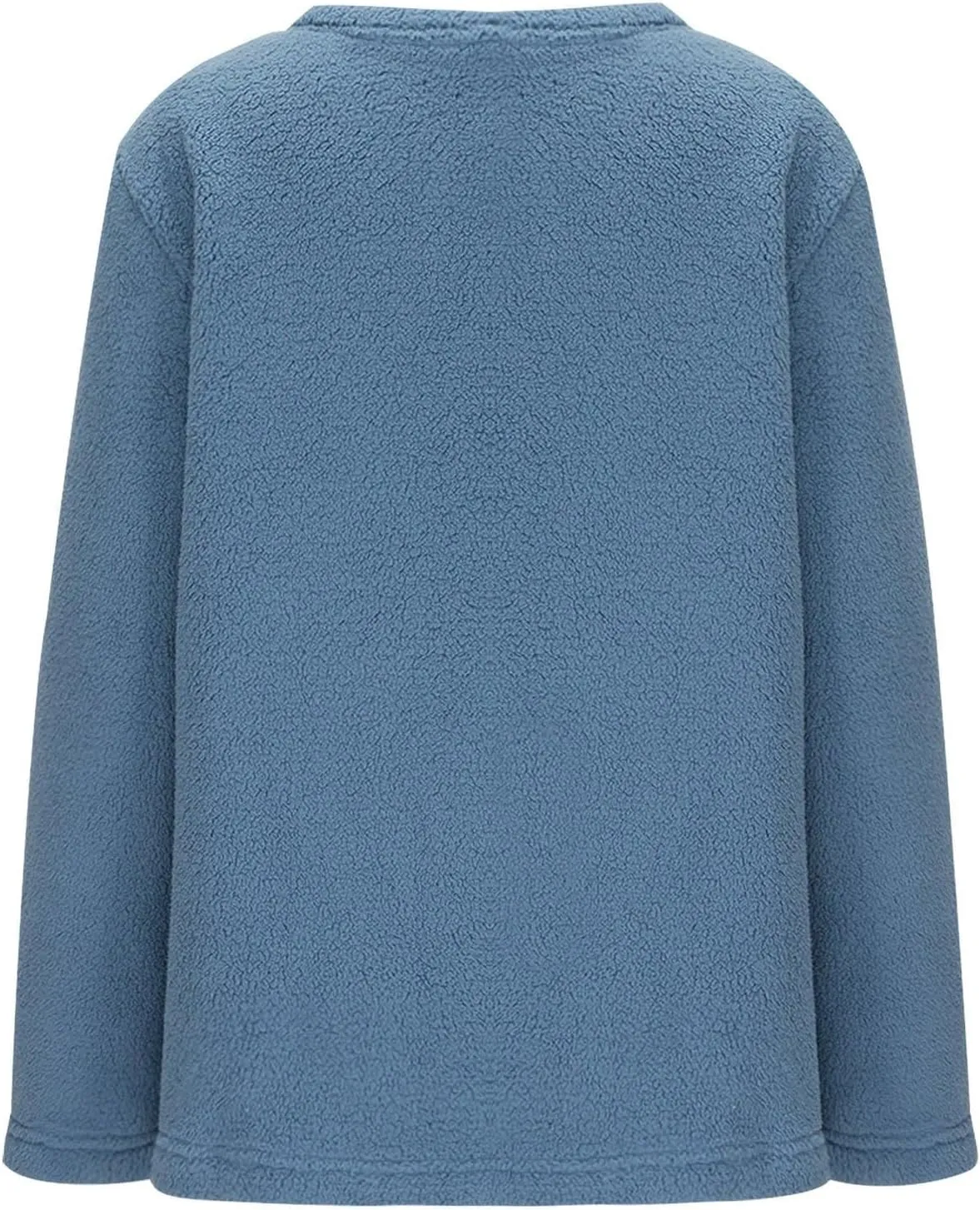 Sherpa Jacket Women Crewneck Button Up Winter Coats Long Sleeve Warm Fuzzy Fleece Jacket Outerwear with Pockets