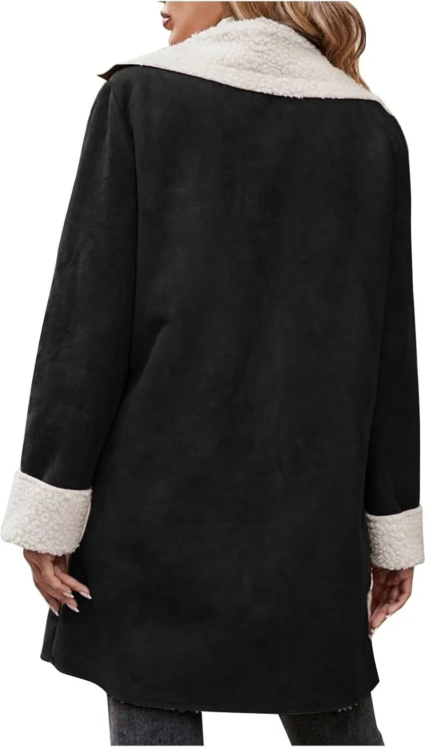 Sherpa Lined Jackets for Women Winter Suede Coats Long Trench Coat Single Breasted Overcoats Long Coats