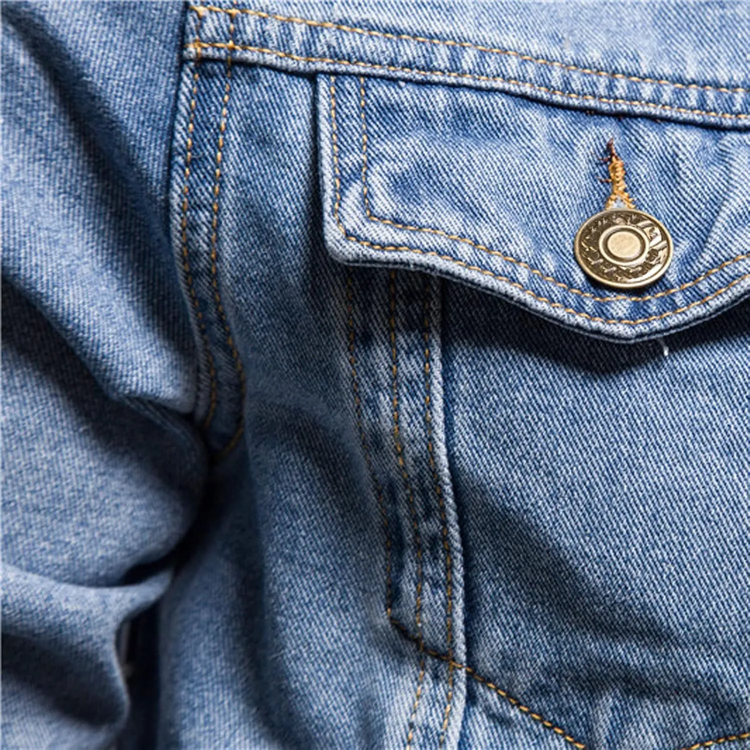 Sinzelimin Men's Denim Jacket Lightweight Lapel Casual Top Button Classic Rugged Wear Trucker Jacket Slim Jean Coat Outerwear