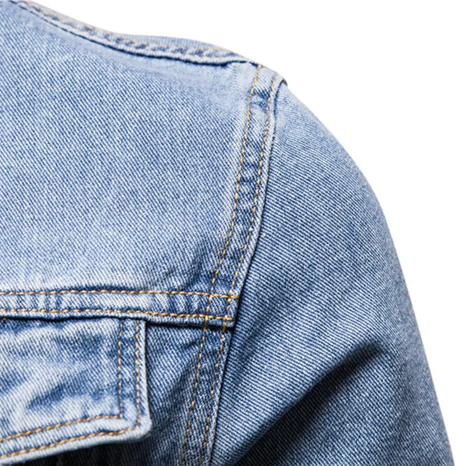 Sinzelimin Men's Denim Jacket Lightweight Lapel Casual Top Button Classic Rugged Wear Trucker Jacket Slim Jean Coat Outerwear