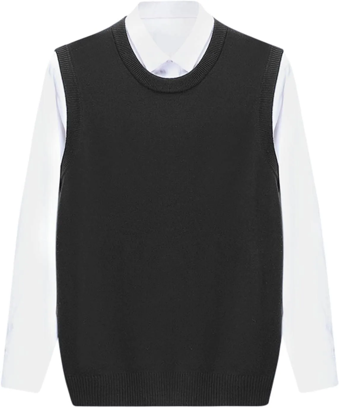 Slim Fit Sweater Vest for Men Sleeveless Crewneck Ribbed Knitted Tops Casual Business Knit Tops Solid Color Jumper