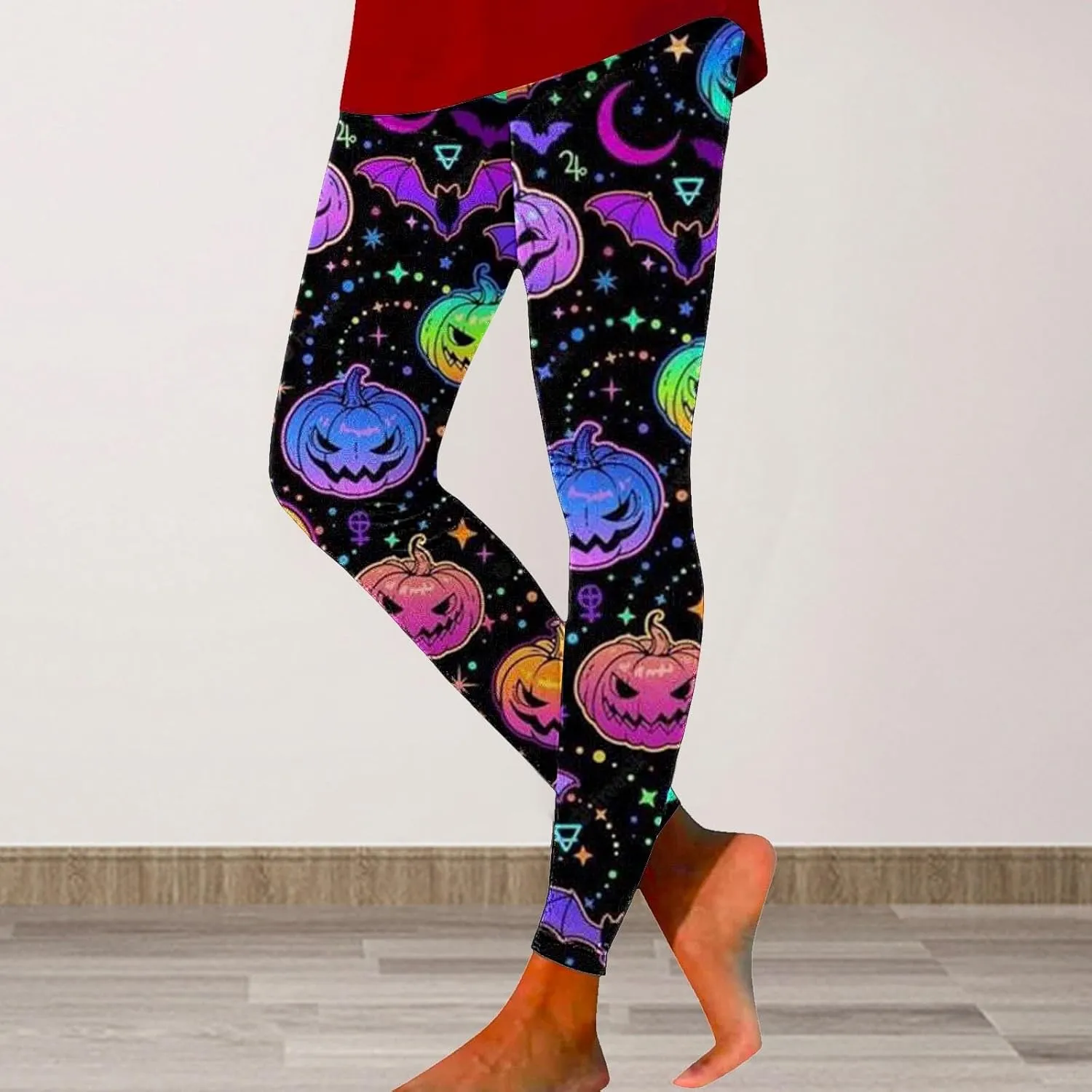 Slim Fitness Running Halloween Legging Women's Autumn Winter Halloween Blood Printed Warm Holiday Bottoms Casual