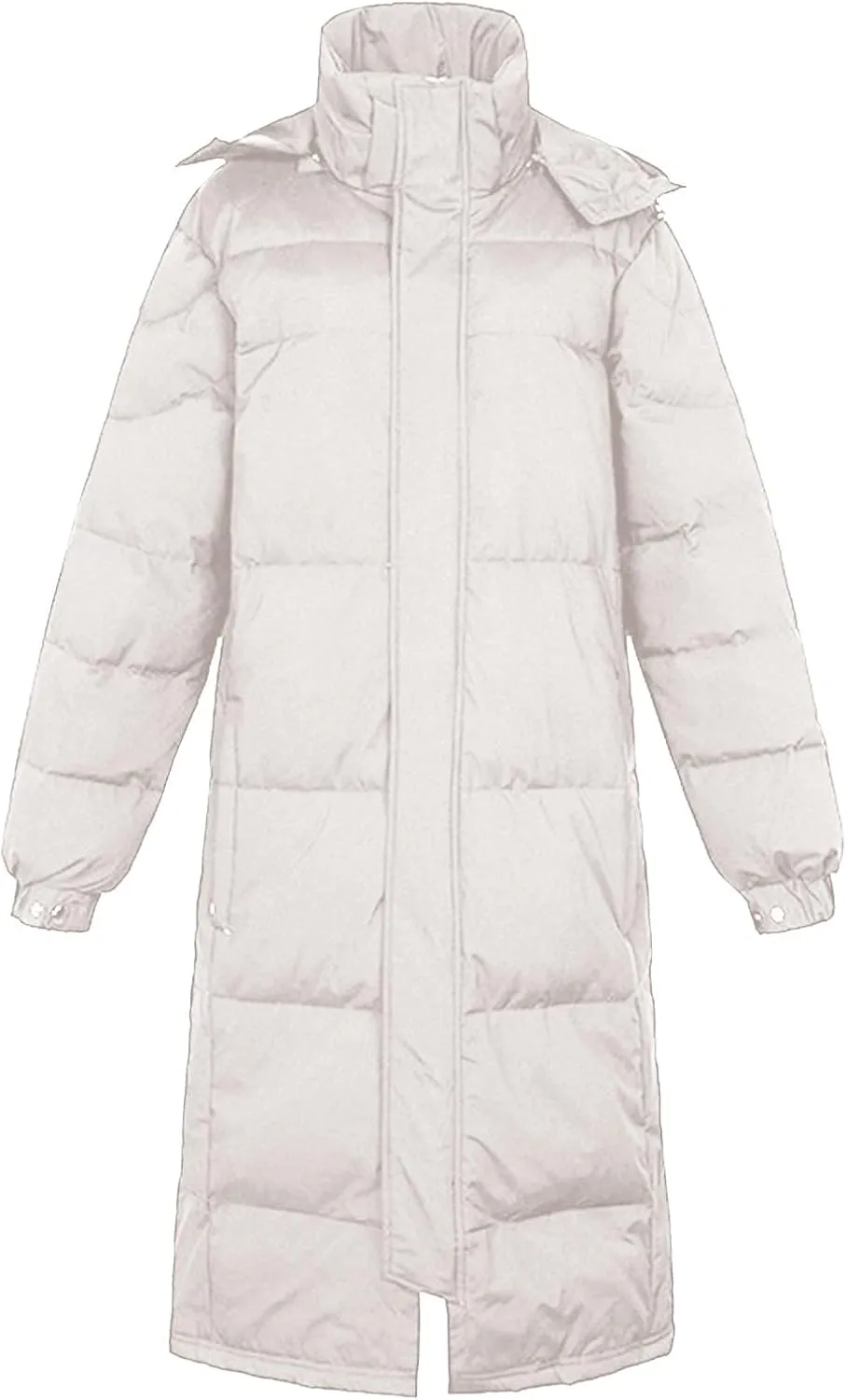 SMIDOW Womens Long Padded Puffer Coat Trendy 2023 Ladies Hooded Quilted Jackets Full Zip Up Parka Outwear With Pockets