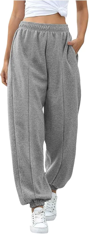 Sweatpants Women High Waisted Sweatpants Workout Active Joggers Pants Baggy Lounge Bottoms Cinch Bottom Sweatpants