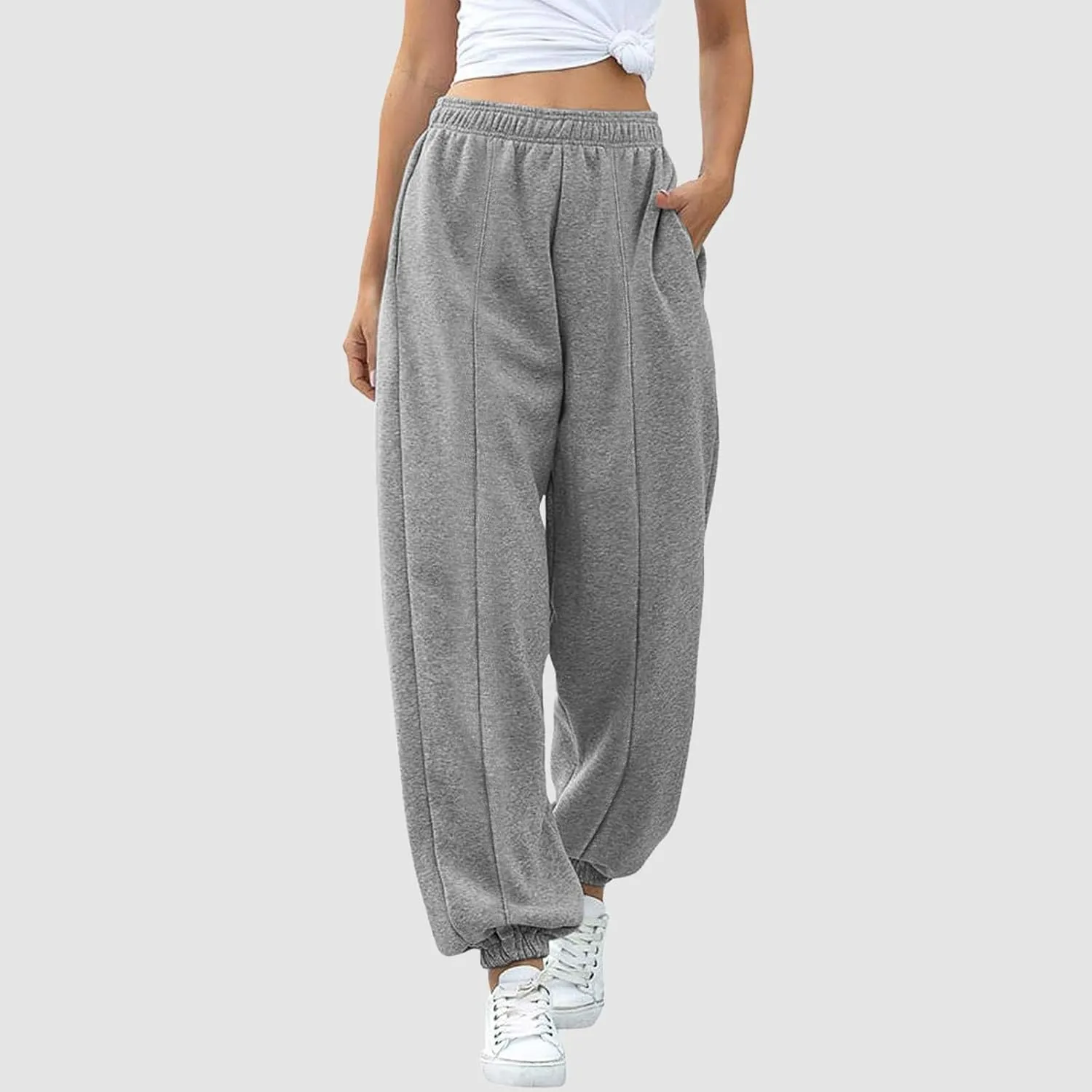 Sweatpants Women High Waisted Sweatpants Workout Active Joggers Pants Baggy Lounge Bottoms Cinch Bottom Sweatpants