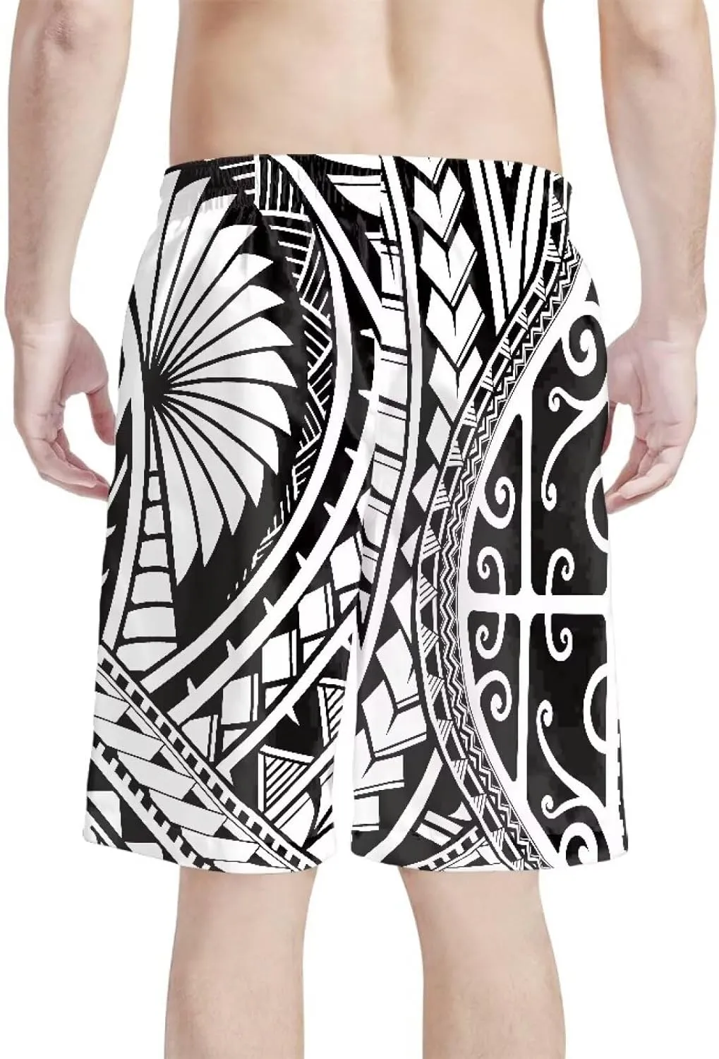 Swim Trunks for Men Polynesian Puletasi Traditional Board Shorts Quick Dry Swimwear Bathing Suits with Pockets