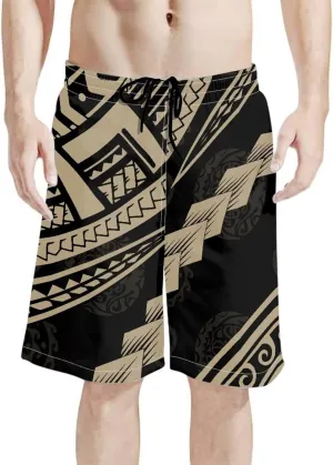 Swim Trunks for Men Polynesian Puletasi Traditional Board Shorts Quick Dry Swimwear Bathing Suits with Pockets