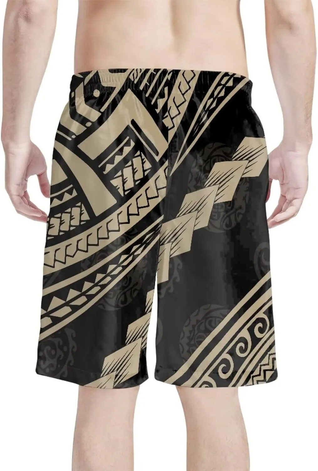 Swim Trunks for Men Polynesian Puletasi Traditional Board Shorts Quick Dry Swimwear Bathing Suits with Pockets