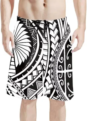 Swim Trunks for Men Polynesian Puletasi Traditional Board Shorts Quick Dry Swimwear Bathing Suits with Pockets