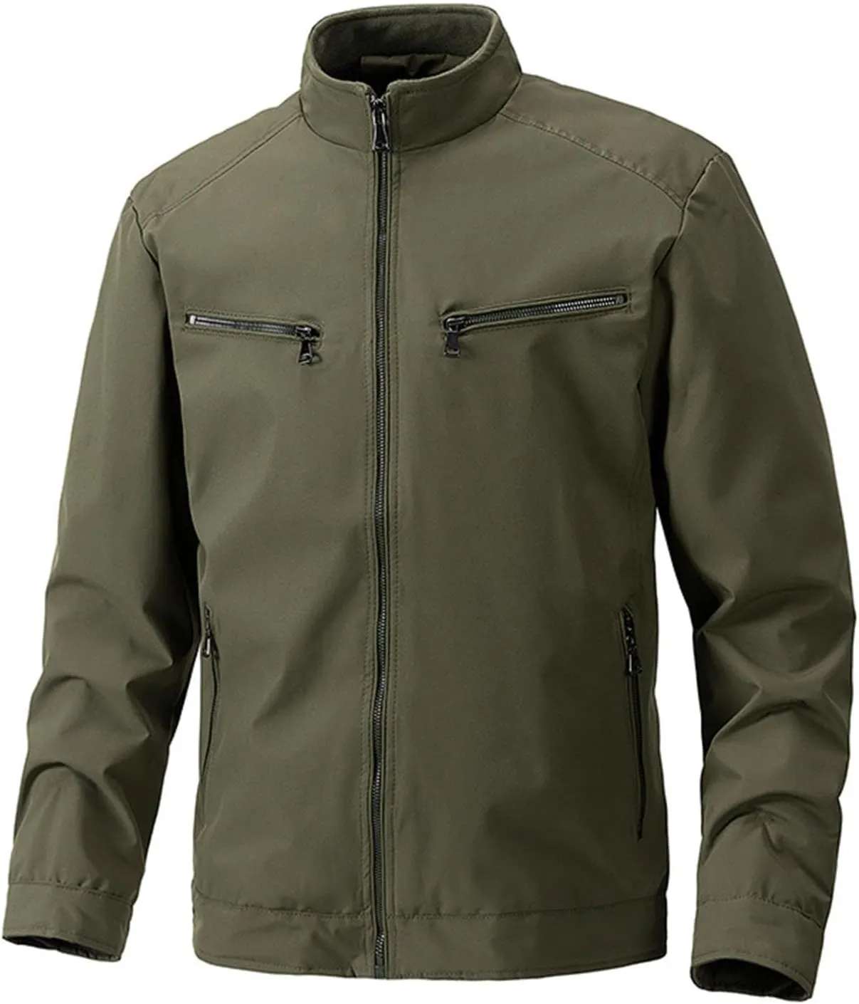 Tactical Jacket for Men Lightweight Softshell Jacket Zip Up Long Sleeve Stand Collar Bomber Jacket Winter Warm Coat