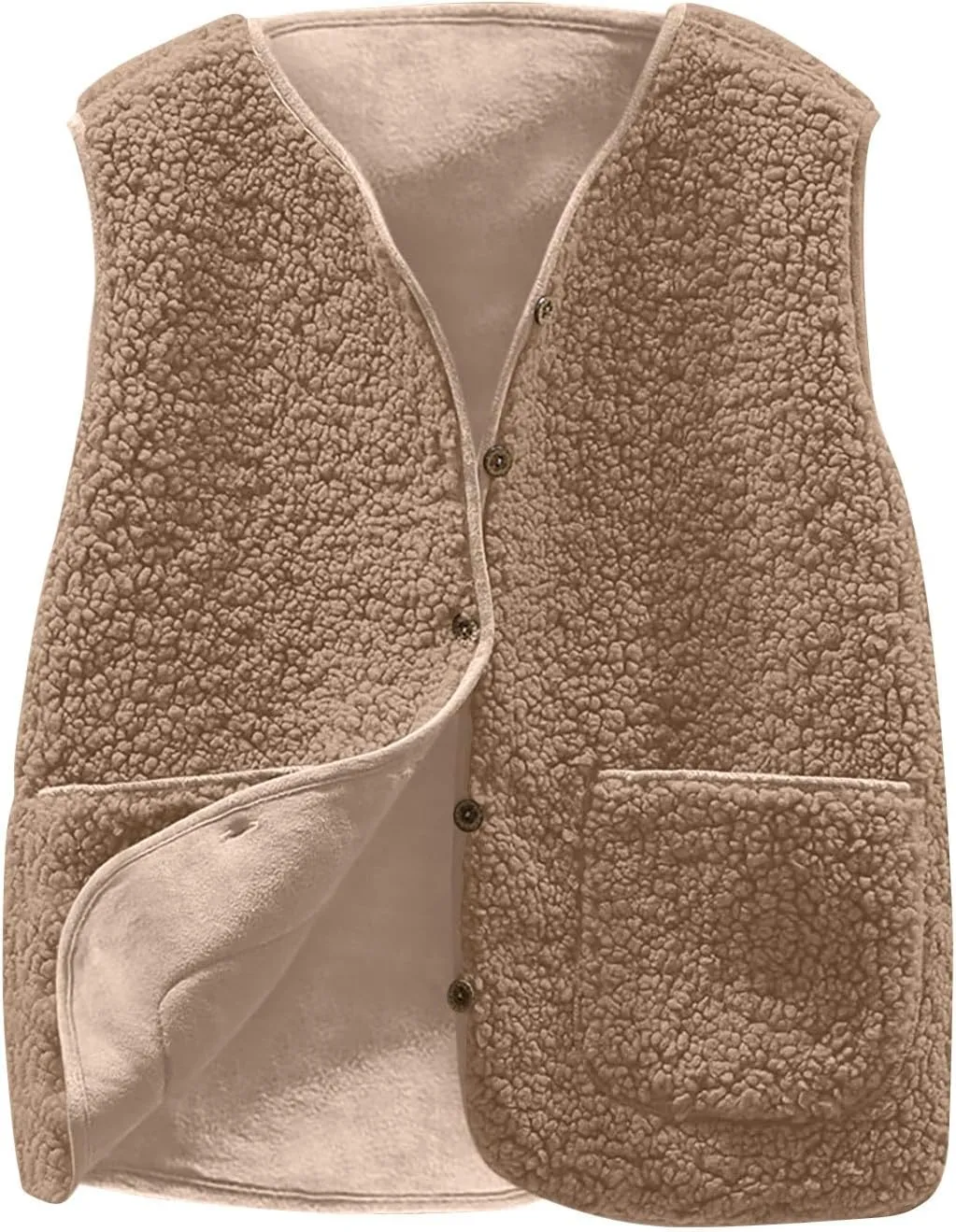 TANGNADE Oversized Vest Women Fuzzy Fleece Sleeveless Vests Button Down Casual Outwear Travel Sherpa Vest Jackets
