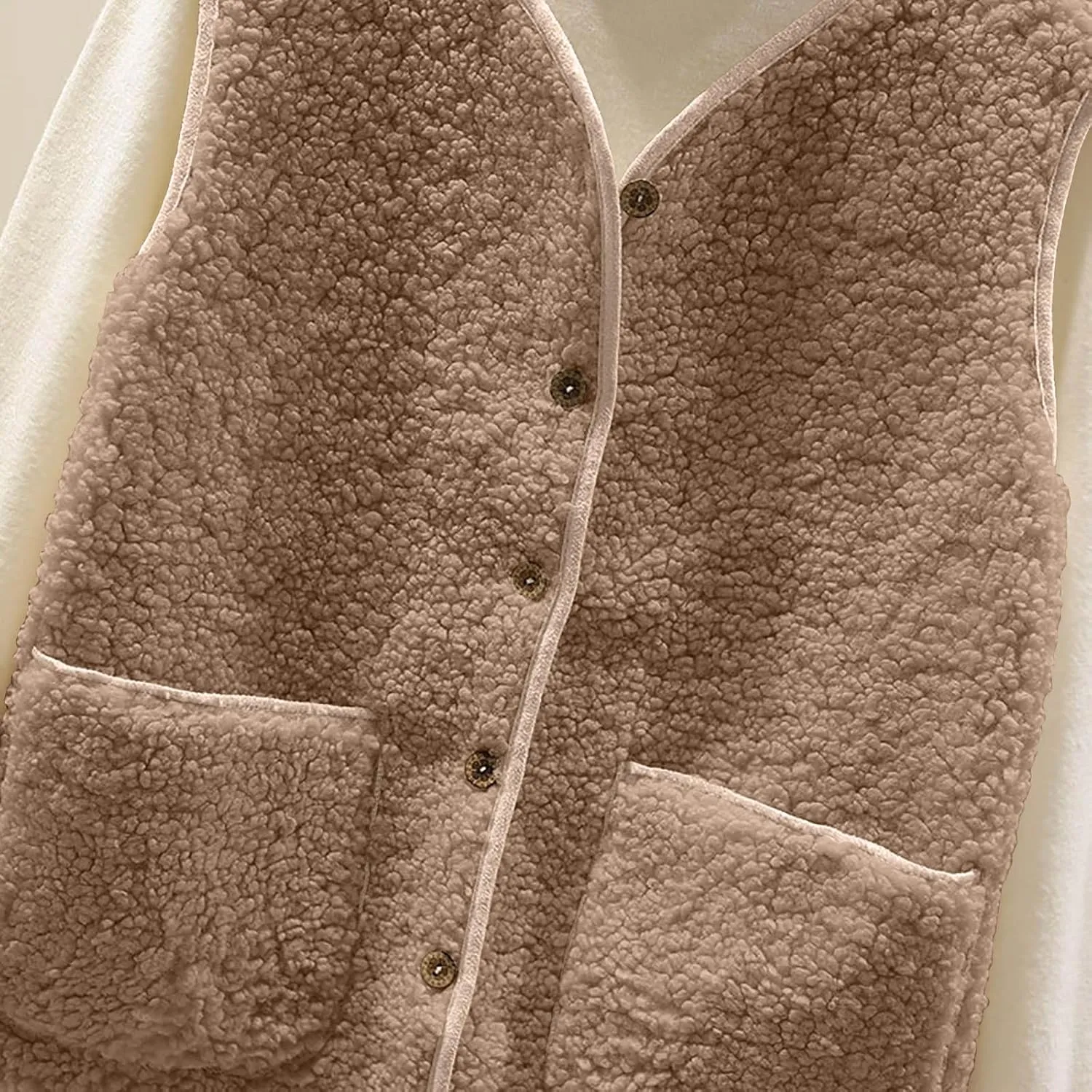 TANGNADE Oversized Vest Women Fuzzy Fleece Sleeveless Vests Button Down Casual Outwear Travel Sherpa Vest Jackets