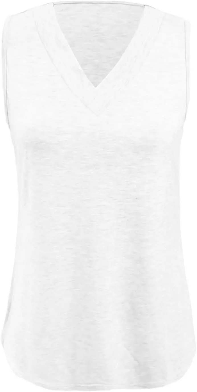 Tank Tops for Women Summer V Neck T-Shirt Trendy Sleeveless Comfy Tee Loose Fashion 2025