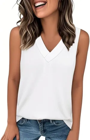 Tank Tops for Women Summer V Neck T-Shirt Trendy Sleeveless Comfy Tee Loose Fashion 2025