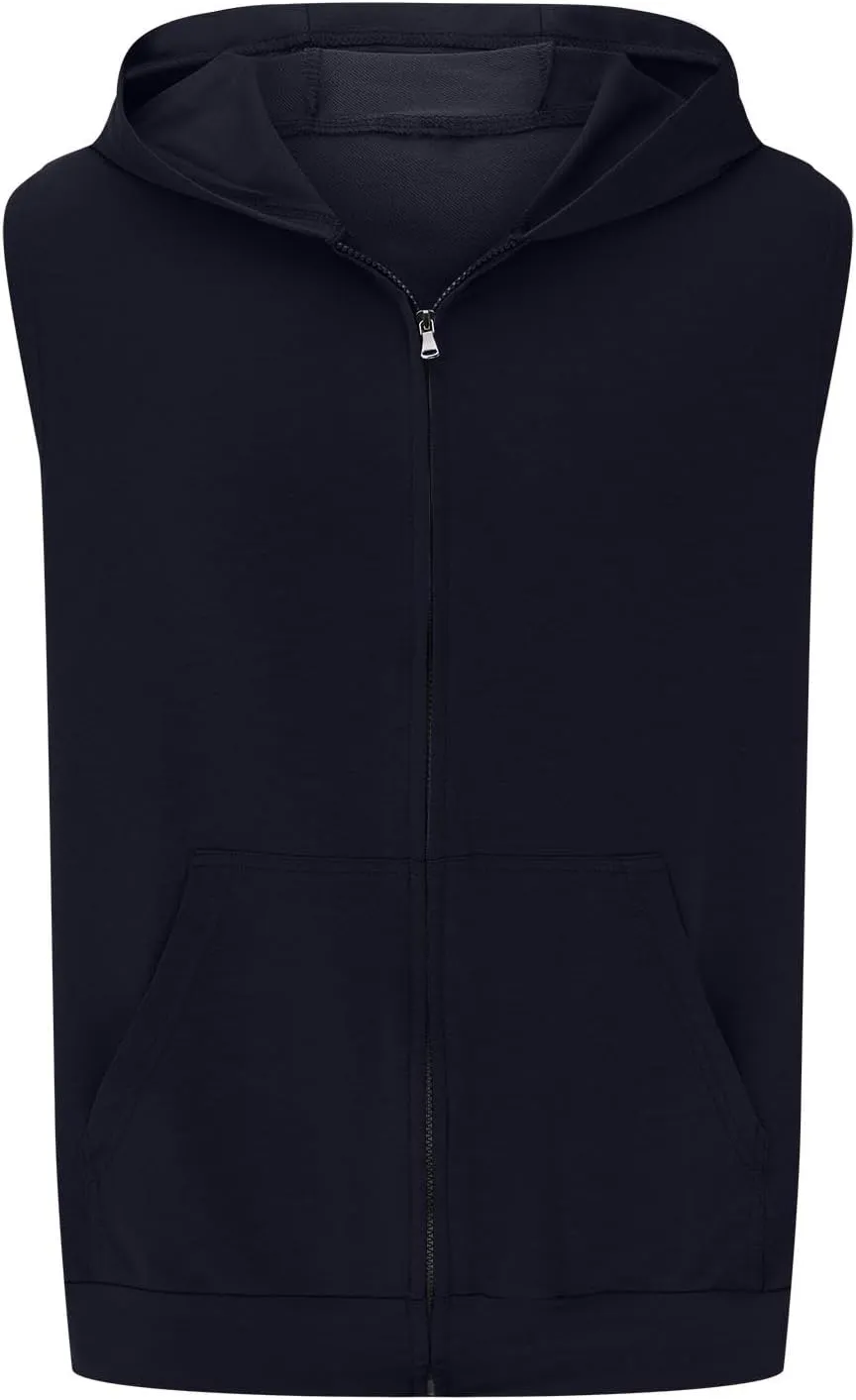 Tank Tops Men Stylish Zipper Vest Mens Bodybuilding Gym Vest Hooded T-Shirts Sleeveless Hoodies Workout Muslce Tops