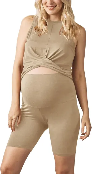 Tankaneo Womens Maternity 2 Piece Outfits Summer Casual Tank Tops and Workout Biker Shorts Sets