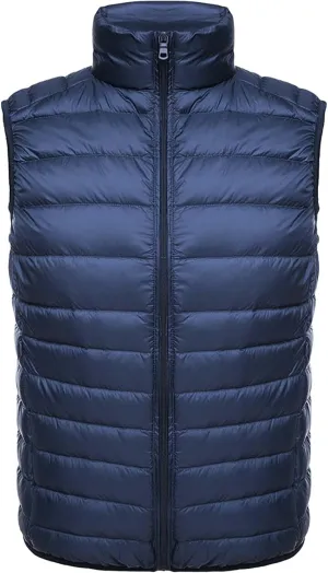 Thatrich Mens Lightweight Puffer Vest Packable Down Vests Quilted Sleeveless Jacket Full Zip Stand Collar Warm Winter Outwear