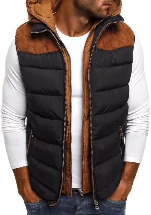 Thatrich Men's Puffer Vest Padded Vests Puffy Sleeveless Coats Thermal Outdoor Jackets Hooded Down Gilet Winter Coat Outwear