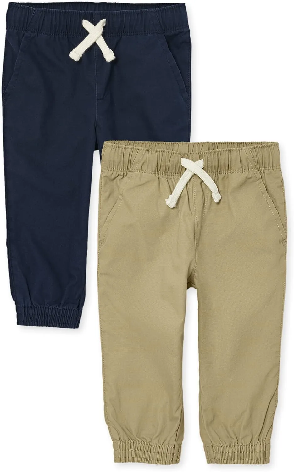 The Children's Place,Baby-Boys,and Toddler Stretch Pull on Jogger Pants,Flax/Tidal 2-Pack,12 Months,18 Months
