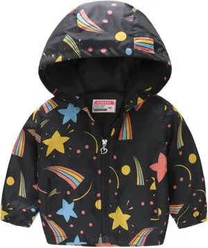 Toddler Boys Girls Hooded Jacket Hoodie Windbreaker Zip Coats Kids Trench Lightweight Windproof Casual Outerwear Jackets