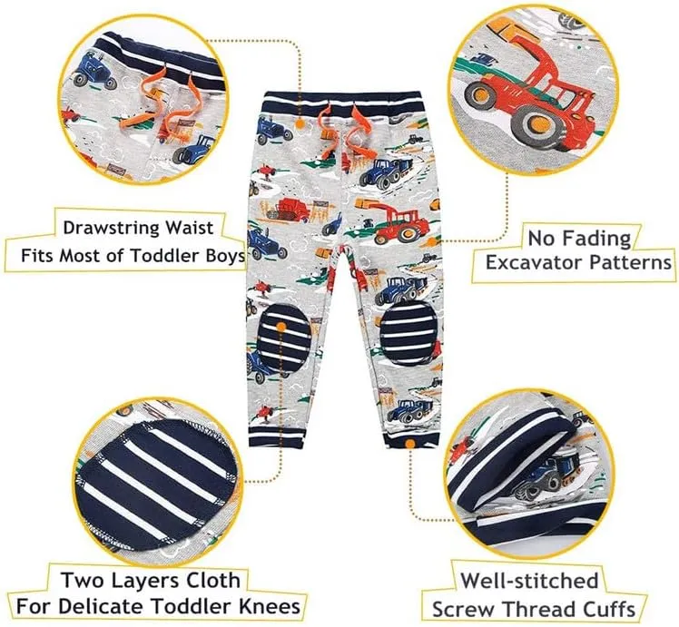 Toddler Boys Pants Cotton Bottoms for Kids Elastic Waist Jogging Trousers Active Sports Jogger Sweatpants 2-7T