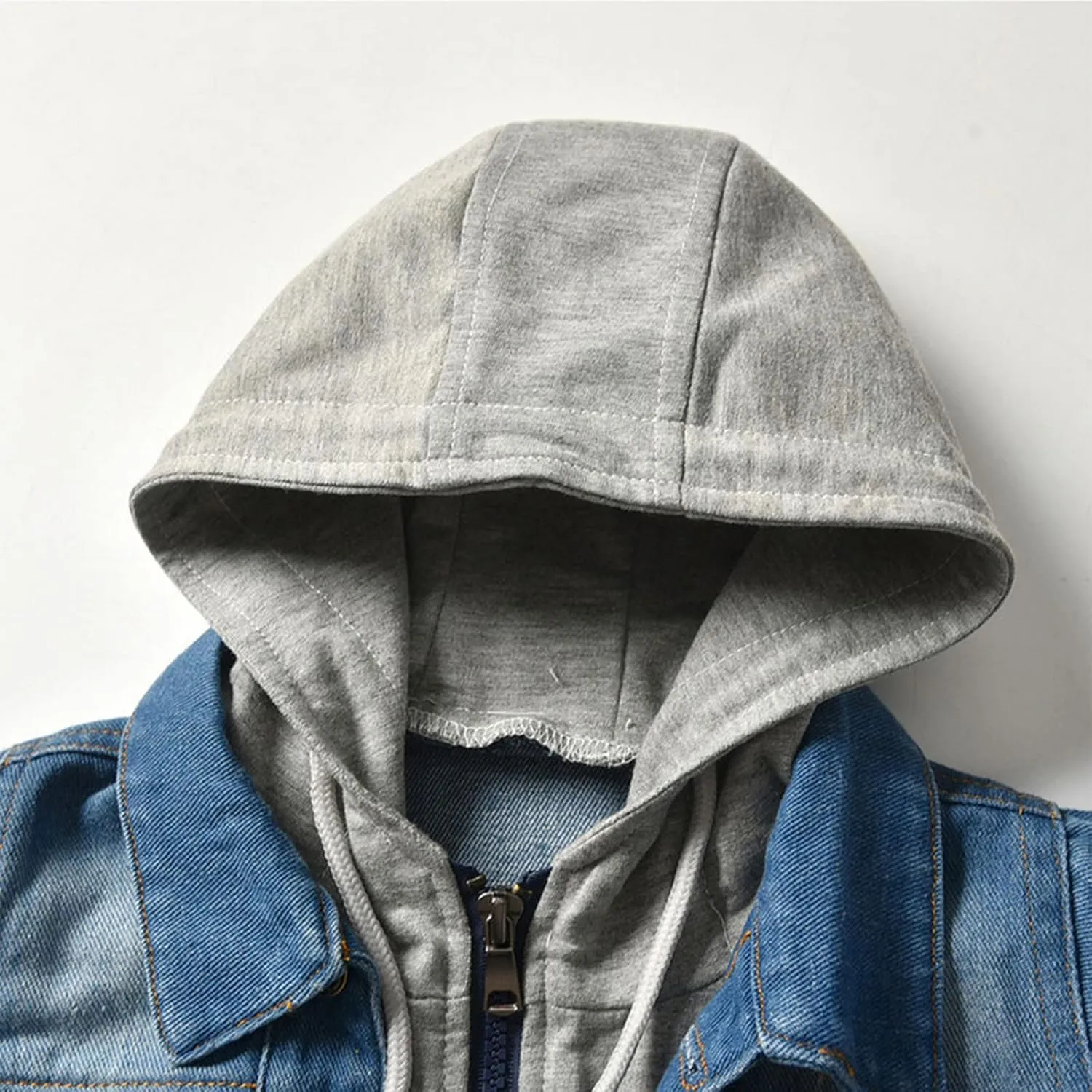 Toddler Denim Trucker Jacket Outerwear Baby Boy Girls Basic Zipper Long Sleeve Blouse Fall Autumn Winter Hooded