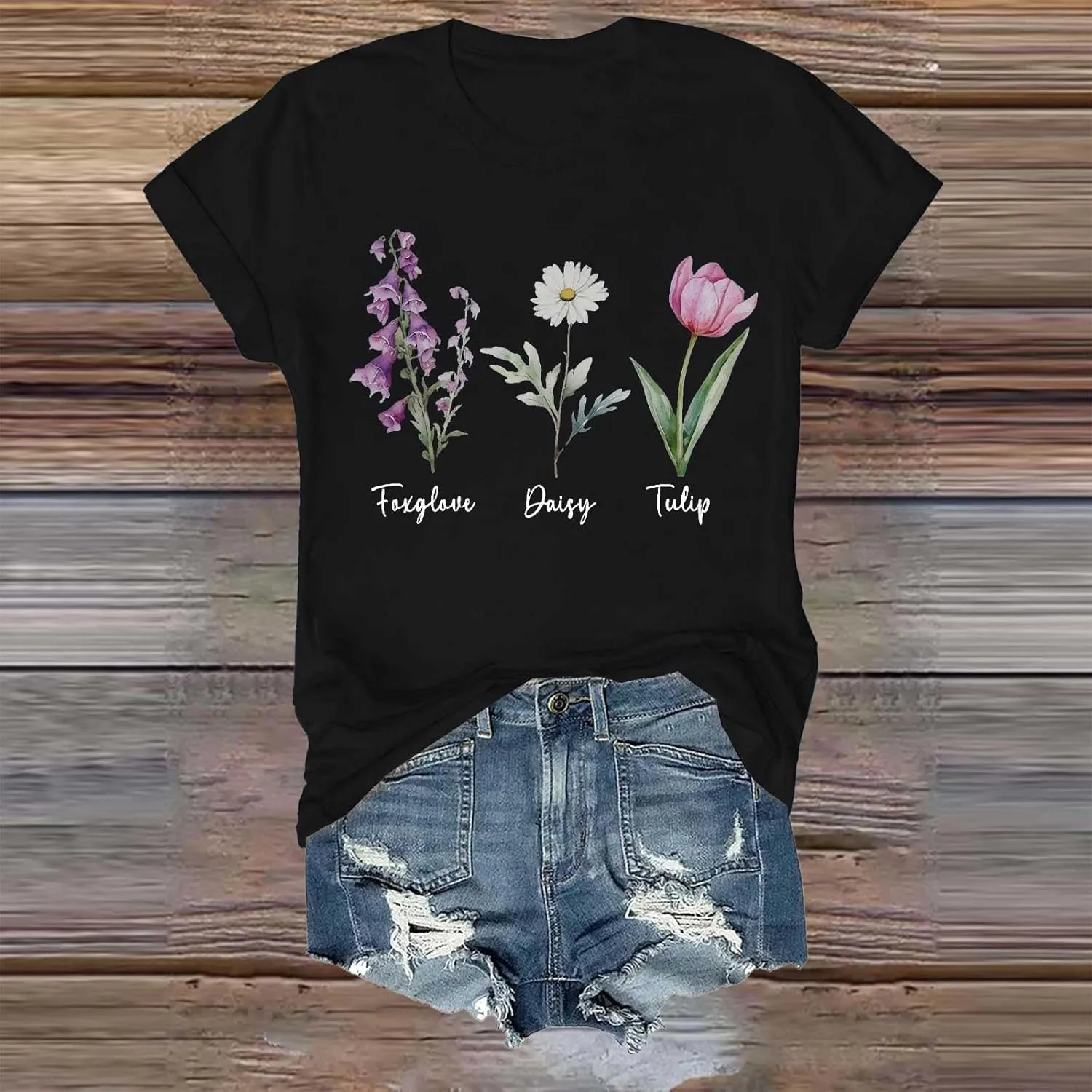 Tops for Women Trendy Summer 2025 Floral Print Cotton T-Shirts Crew Neck Short Sleeve Blouses Loose Fit Tunic Outfits