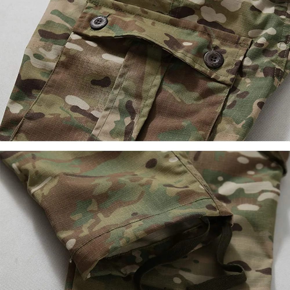 TRGPSG Men's Hiking Pants, Outdoor Ripstop Wild Cargo Pants, Multi-Pocket Army Camo Pants, Lightweight Casual Pants